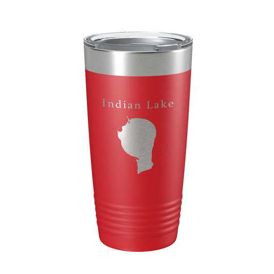 Indian Lake Map Tumbler Travel Mug Insulated Laser Engraved Coffee Cup Silver Creek Township Michigan 20 oz-10