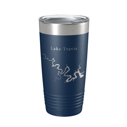 Lake Travis Map Tumbler Travel Mug Insulated Laser Engraved Coffee Cup Texas 20 oz-2