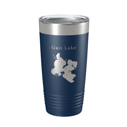 Gun Lake Map Tumbler Travel Mug Insulated Laser Engraved Coffee Cup Michigan 20 oz-2