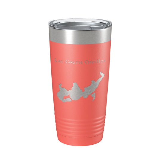 Lac Courte Oreilles Tumbler Lake Map Travel Mug Insulated Laser Engraved Coffee Cup Wisconsin 20 oz-20