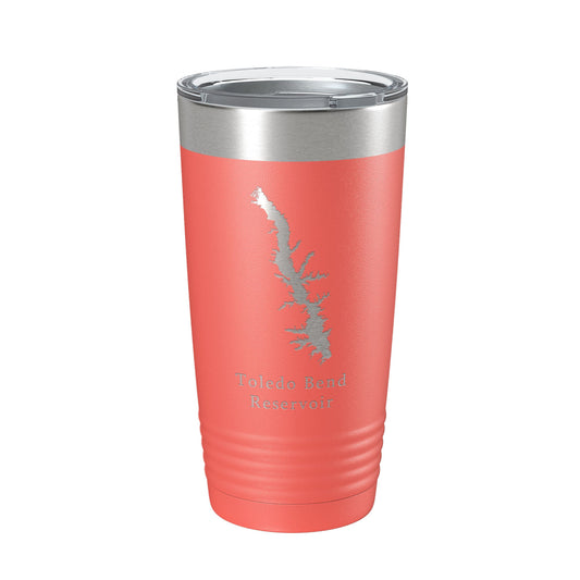 Toledo Bend Reservoir Tumbler Lake Map Travel Mug Insulated Laser Engraved Coffee Cup Louisiana Texas 20 oz-20